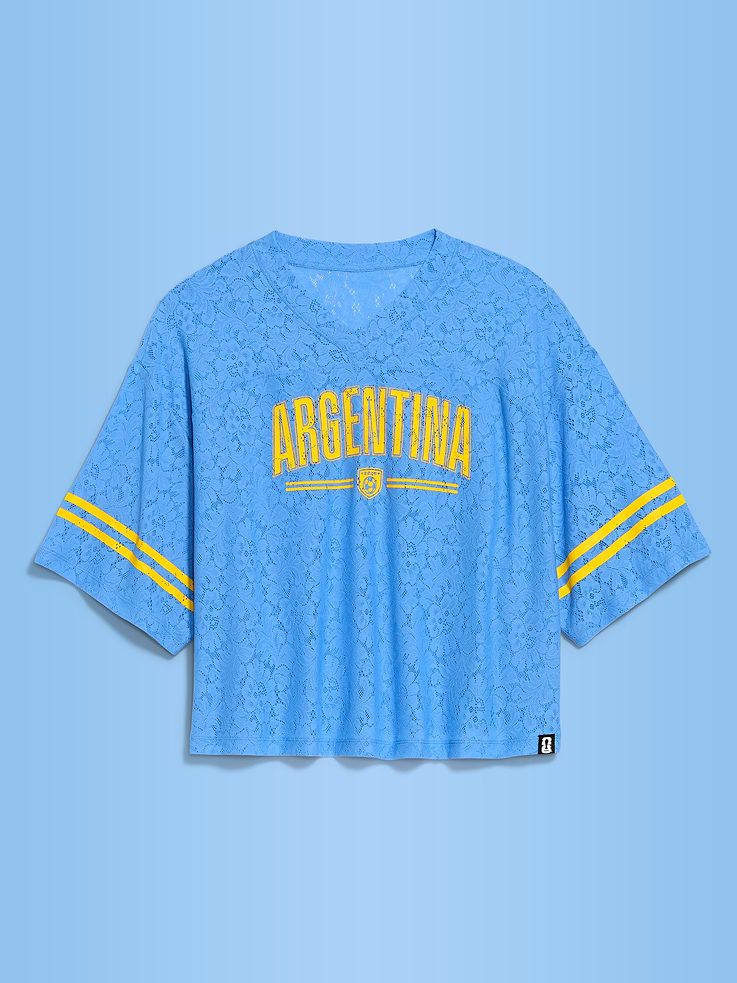 Image number 3 showing, FIFA World Cup 26™ Argentina Boxy Lace V-Neck T-Shirt for Women