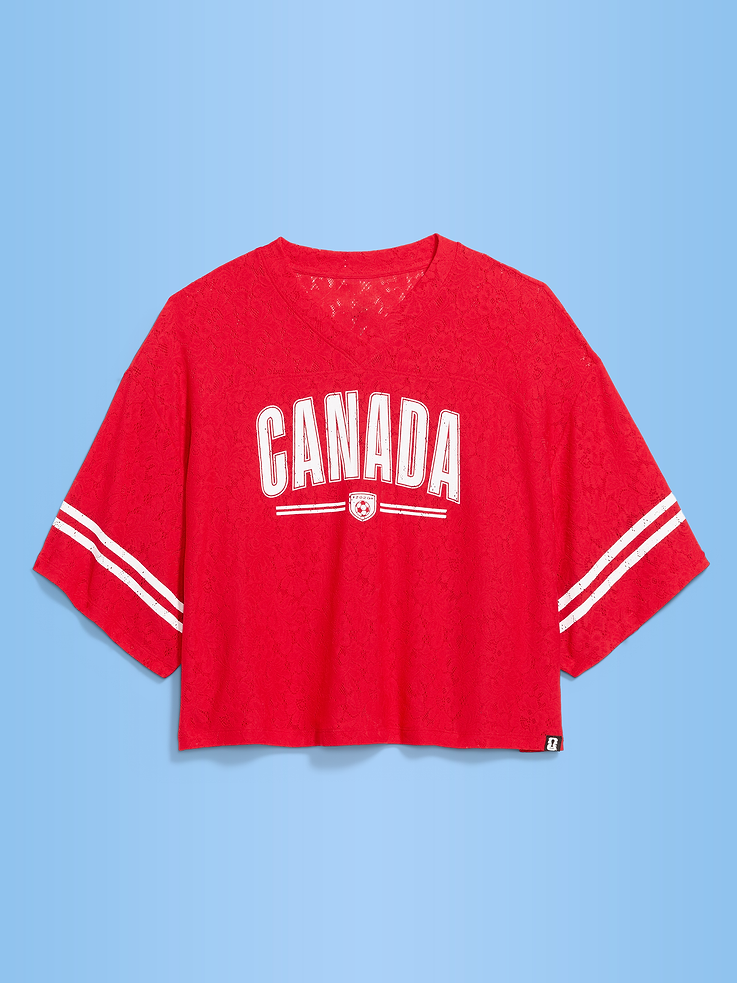 Image number 4 showing, FIFA World Cup 26™ Canada Boxy Lace V-Neck T-Shirt for Women