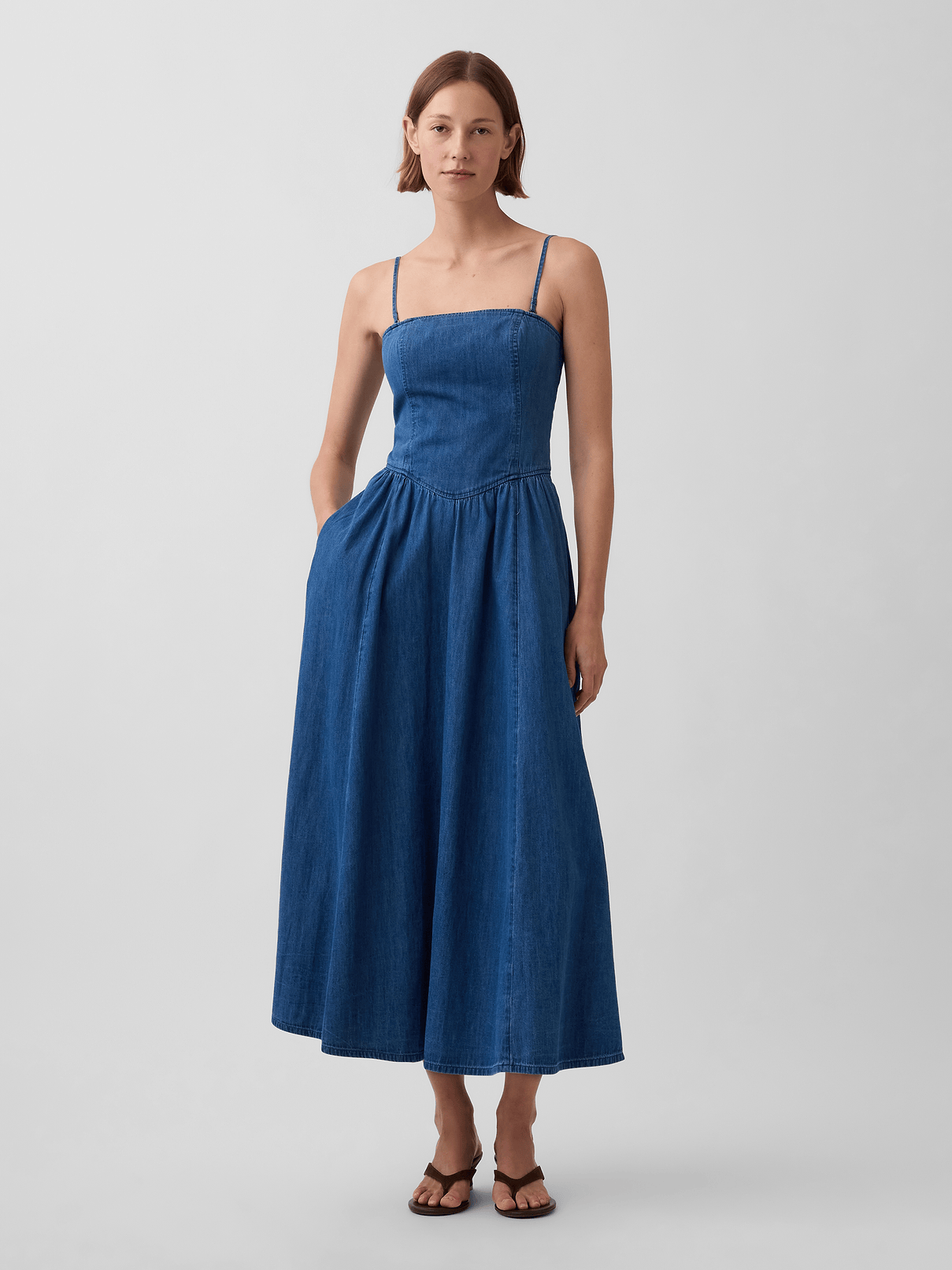 Strapless Denim Maxi Dress