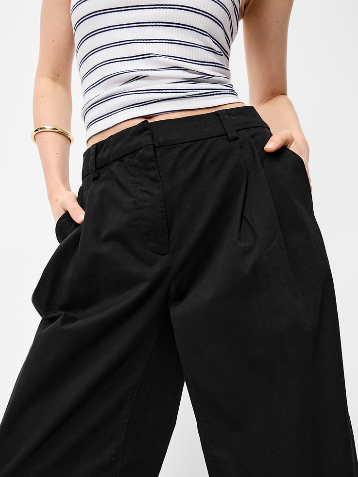 Image number 5 showing, High-Waisted Twill Barrel-Leg Pants