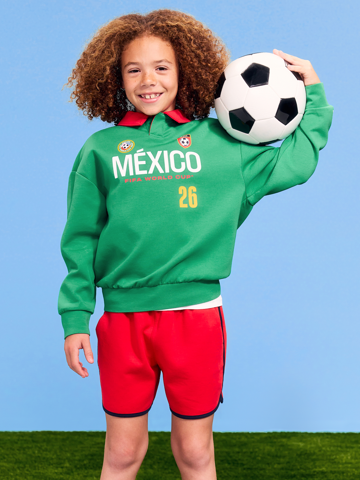 Image number 1 showing, FIFA World Cup 26™ Mexico Dynamic Fleece Collared Graphic Sweatshirt for Kids