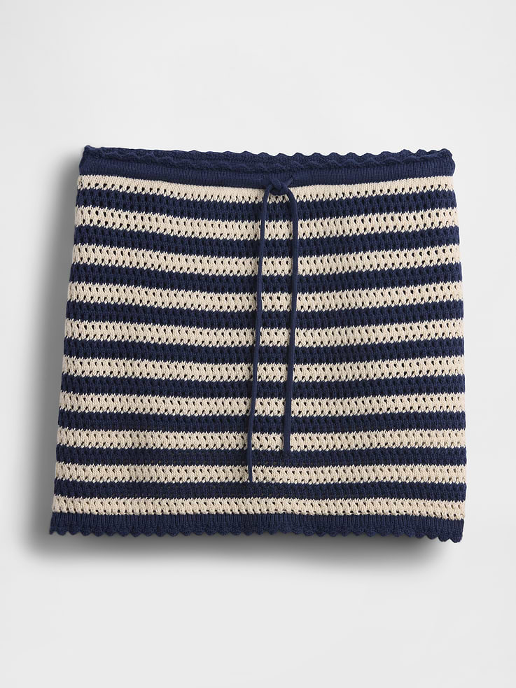 L'image numéro 6 présente Jupe-short confort courte en tricot crocheté 100 % coton