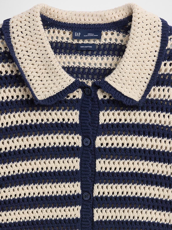 100% Cotton Crochet Relaxed Sweater Shirt