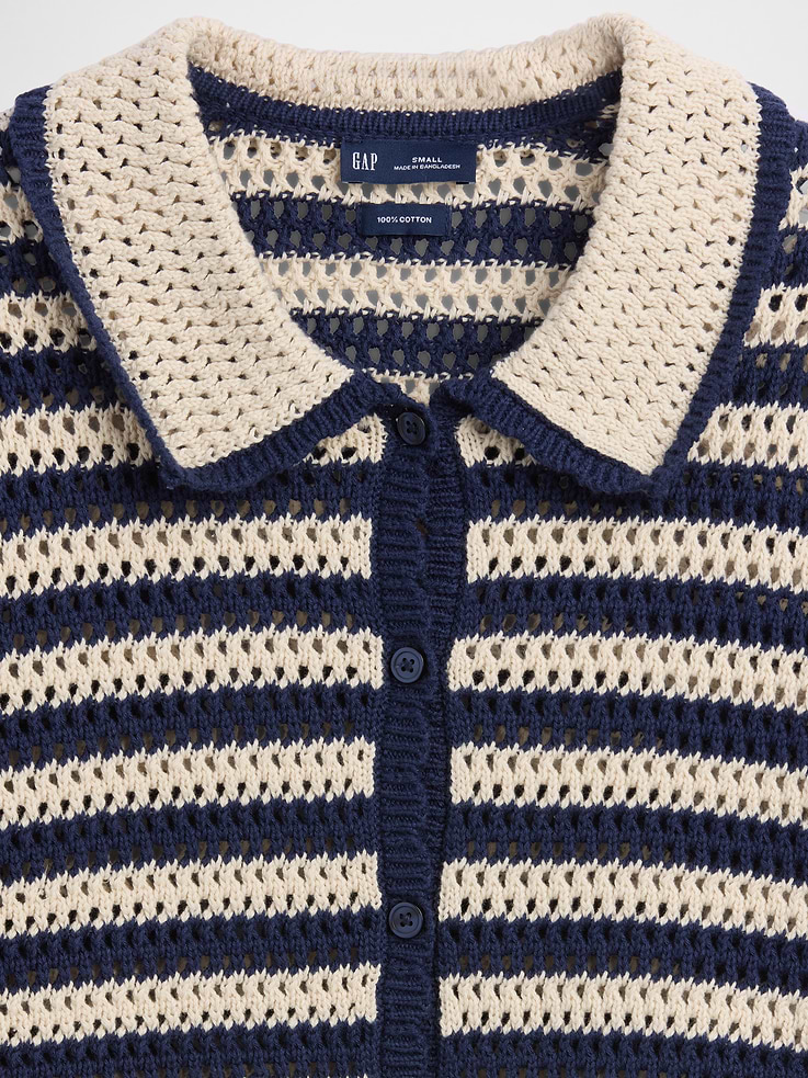 Image number 4 showing, 100% Cotton Crochet Relaxed Sweater Shirt