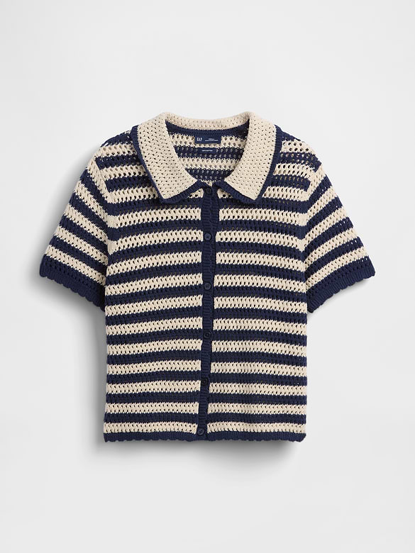 100% Cotton Crochet Relaxed Sweater Shirt