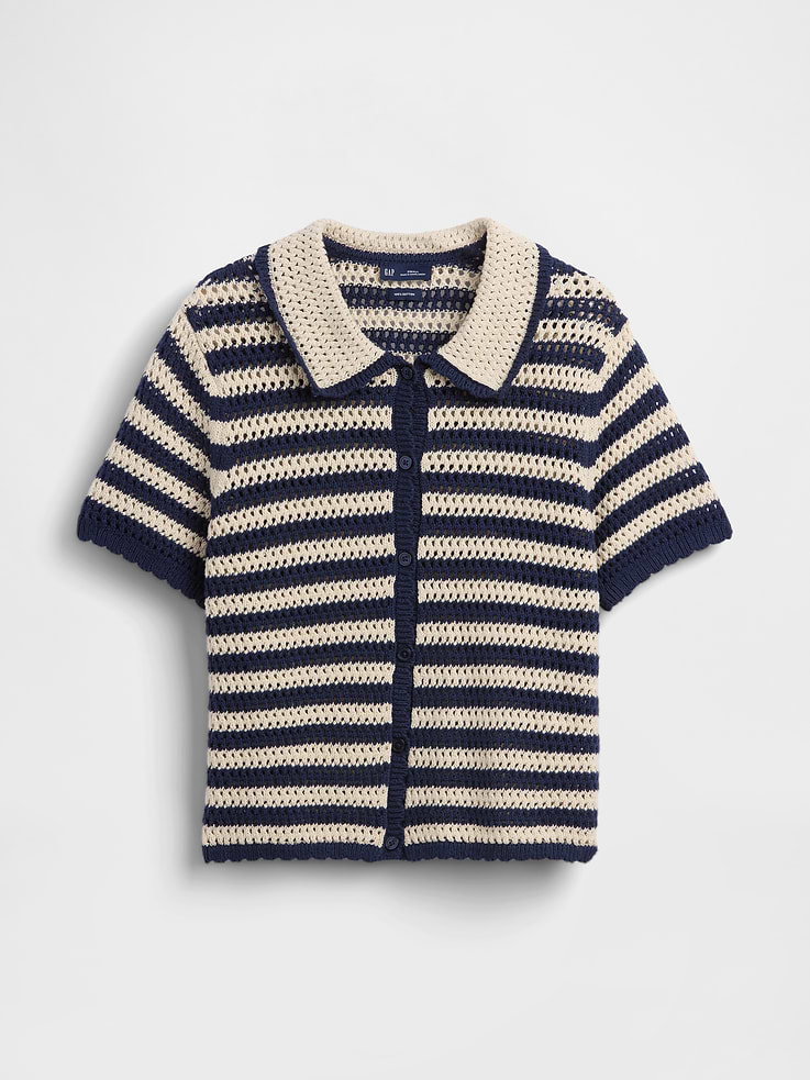 Image number 5 showing, 100% Cotton Crochet Relaxed Sweater Shirt