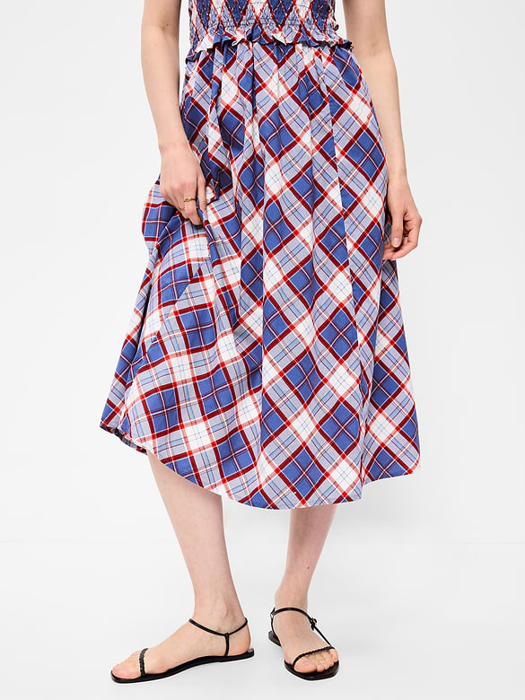 Fit & Flare Smocked-Bodice Midi Dress