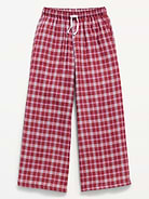 Image number 1 showing, Pull-On Wide-Leg Flannel Plaid Pants for Girls