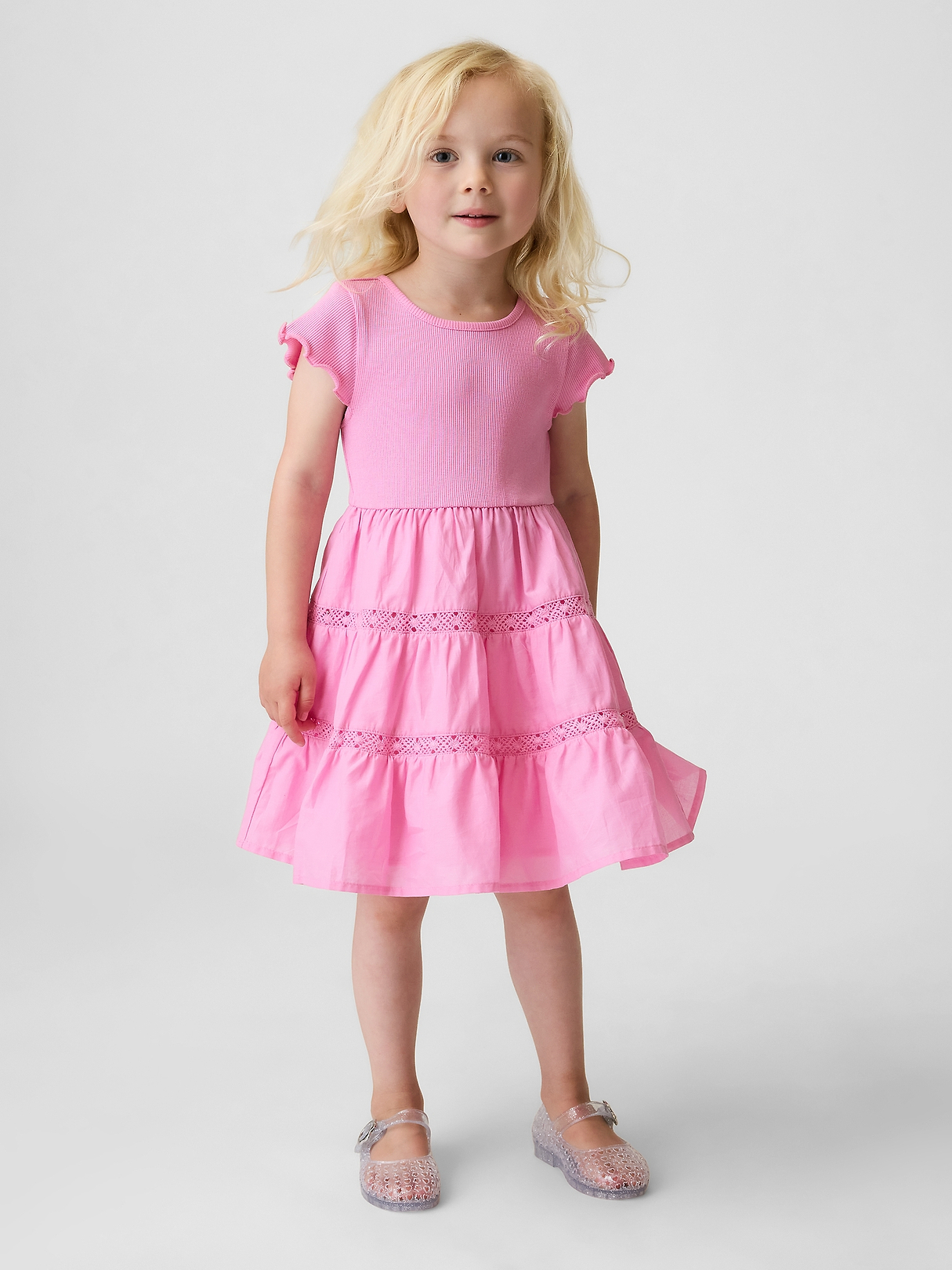 Baby & Toddler Tiered Lace-Trim Dress | Gap