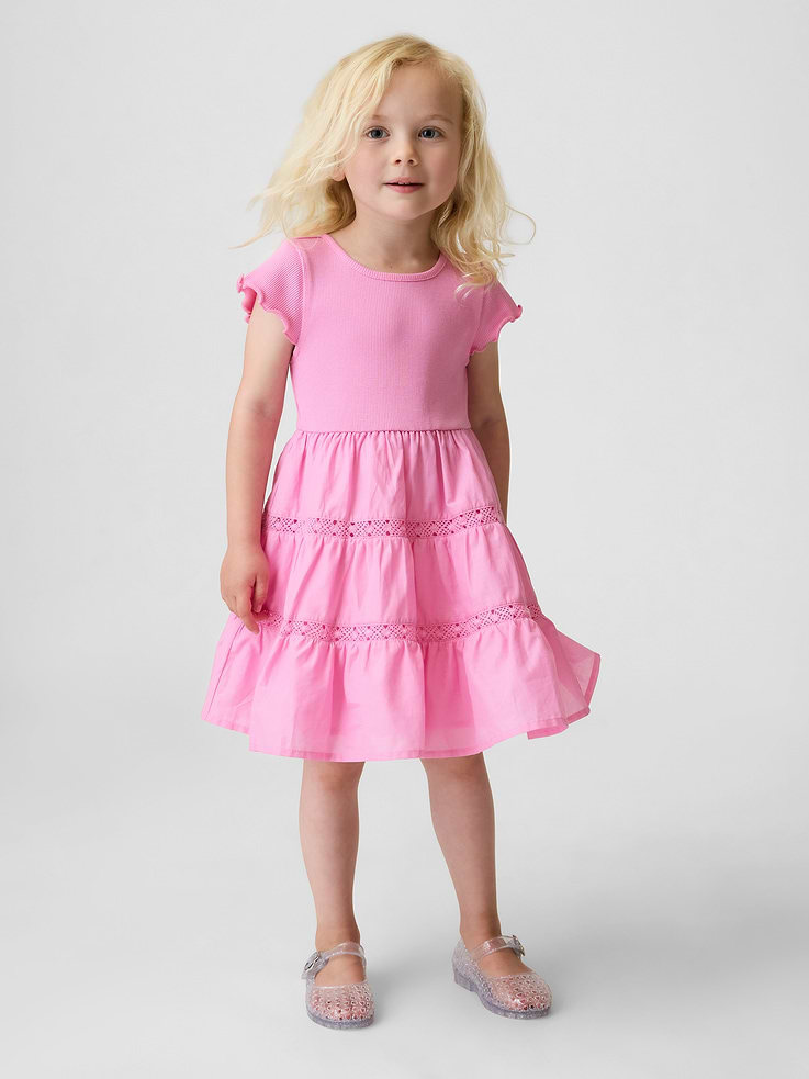 Image number 1 showing, Baby & Toddler Tiered Lace-Trim Dress