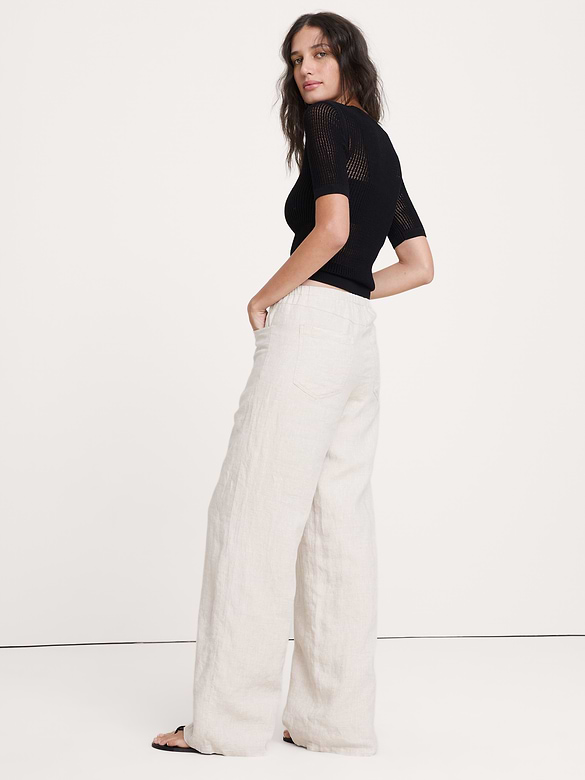 The Studio Wide-Leg Drawstring Pant in Linen