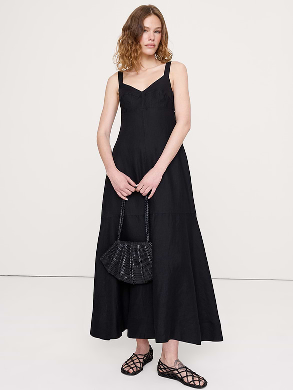 Linen Empire-Waist Maxi Dress