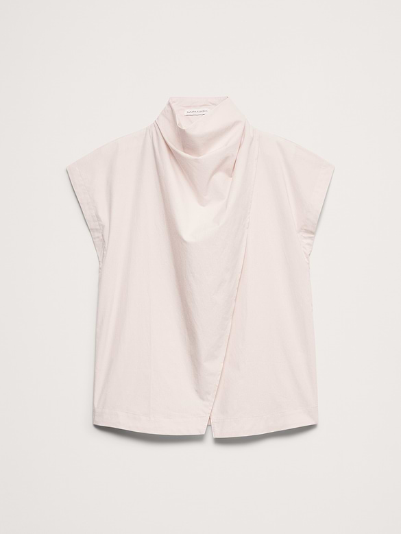 Cotton Poplin Cowl Neck Tunic