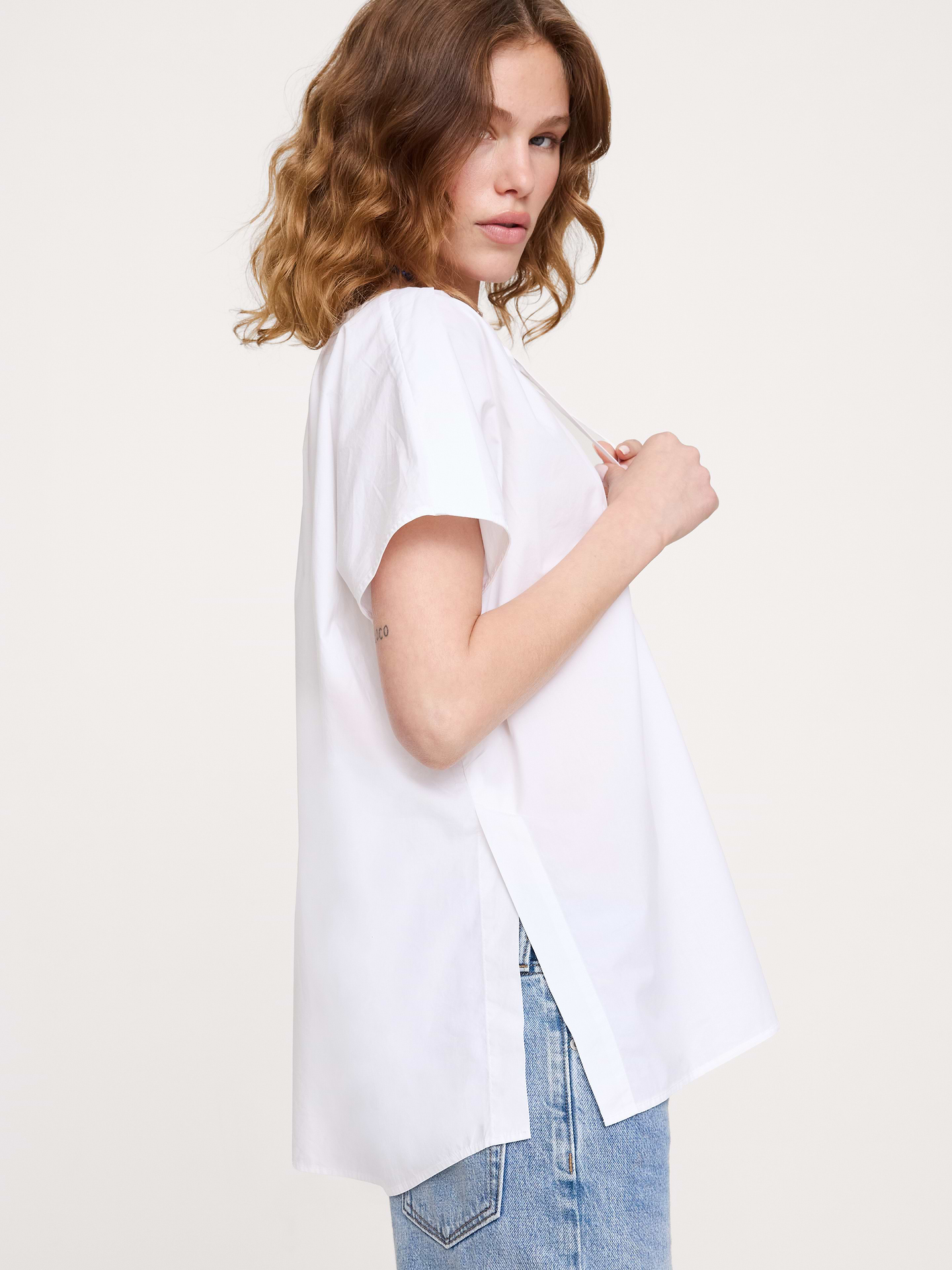 Image number 3 showing, Cotton Poplin Split-Neck Tunic