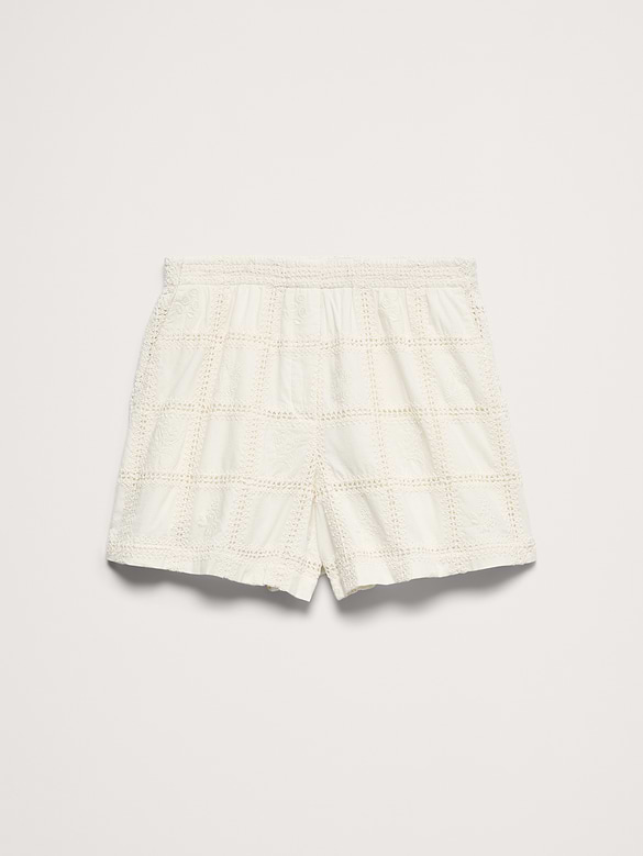 Embroidered Cotton 4" Pull-On Short