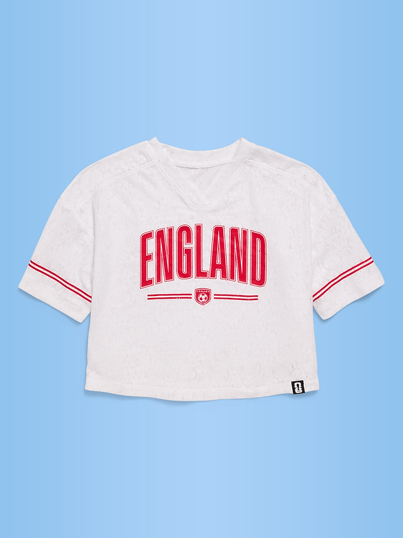 FIFA World Cup 26™ England Boxy Lace V-Neck T-Shirt for Girls