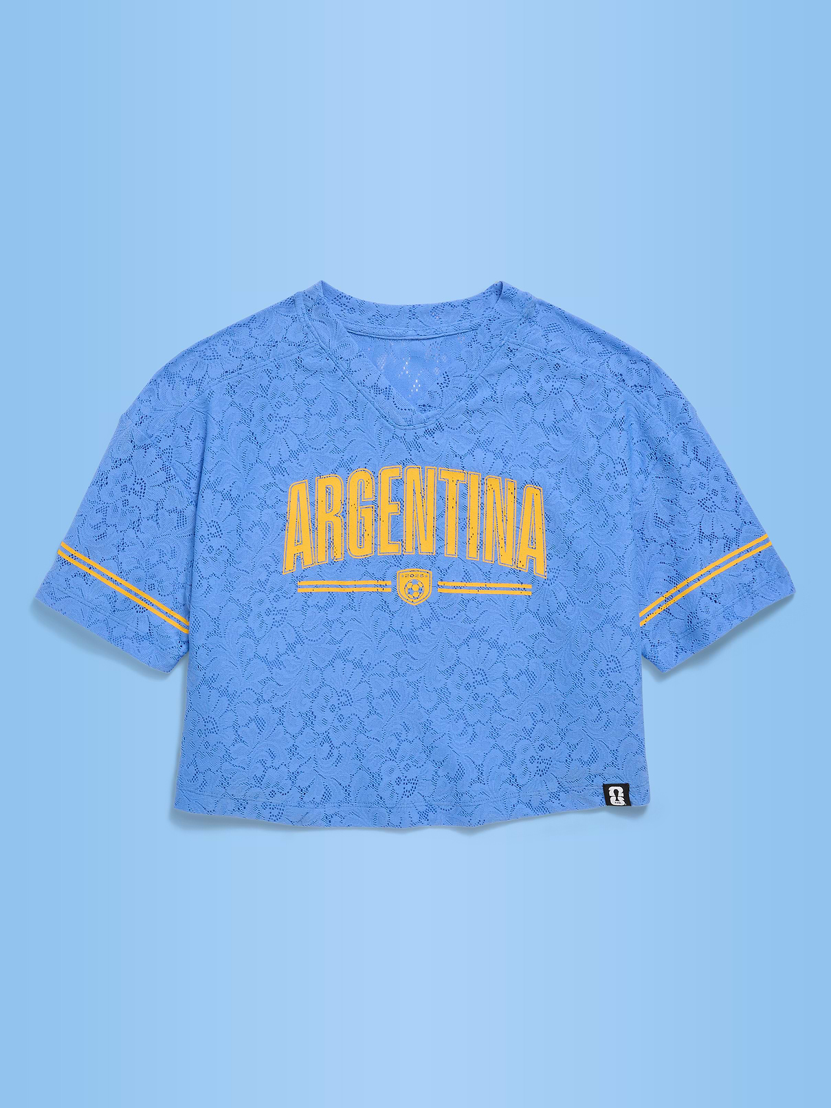 Image number 2 showing, FIFA World Cup 26™ Argentina Boxy Lace V-Neck T-Shirt for Girls