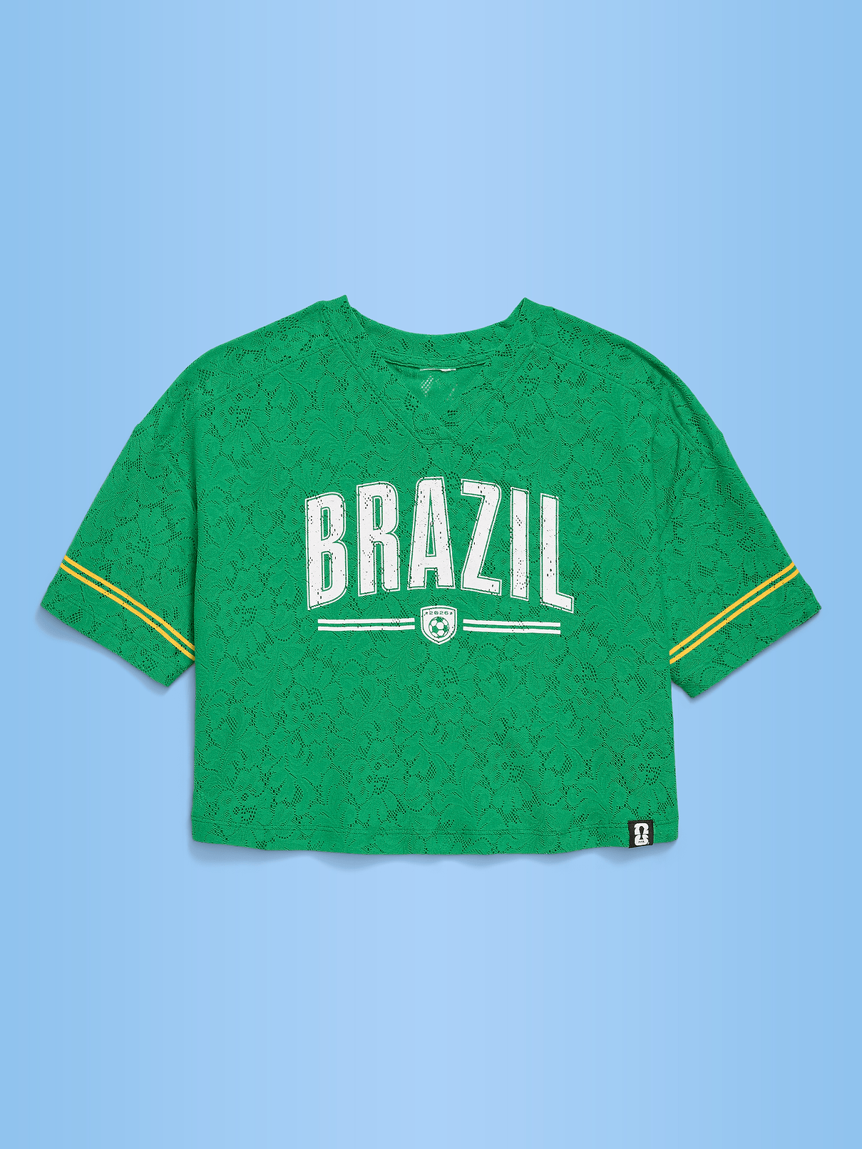 Image 2 of 3, FIFA World Cup 26™ Brazil Boxy Lace V-Neck T-Shirt for Girls