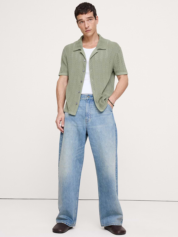 Textured Polo Cardigan