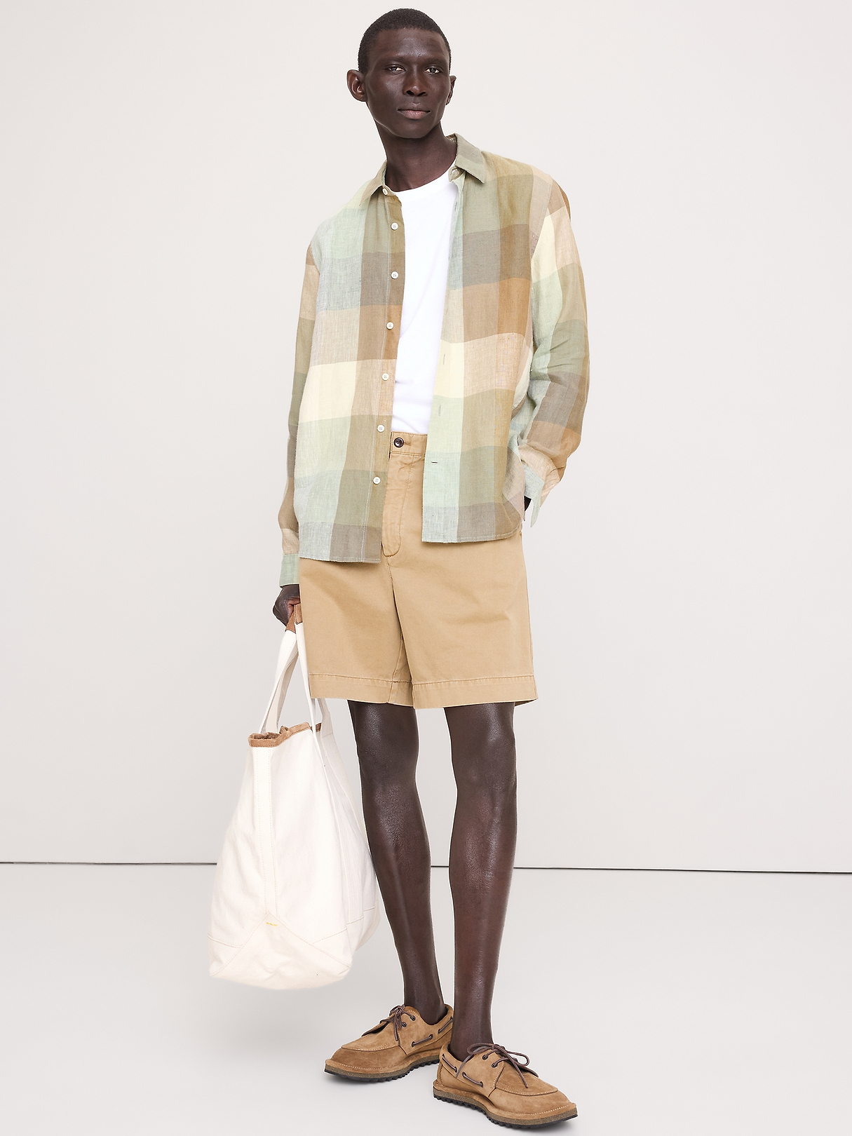 Archive Reissue Standard-Fit Plaid Linen Shirt | Banana Republic