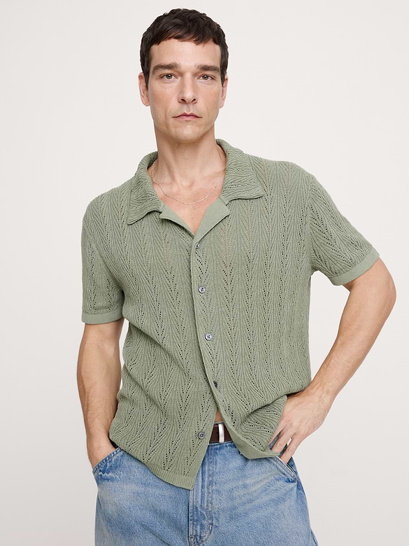 Textured Polo Cardigan