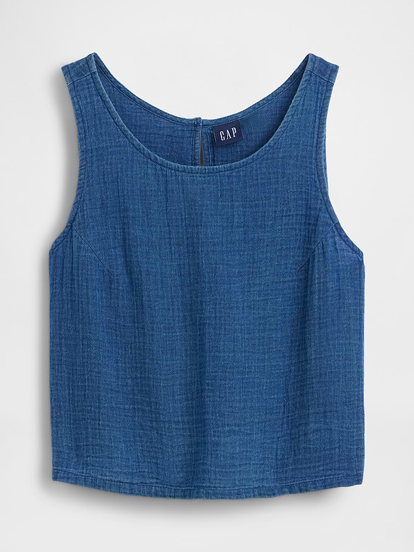 Cotton Gauze Denim Shell Tank Top
