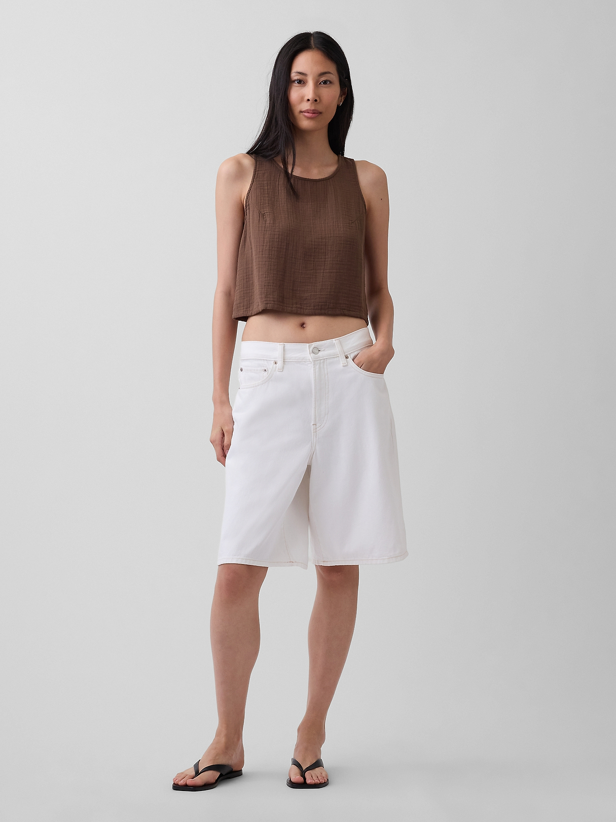 Cotton Gauze Racer Shell Tank Top | Gap