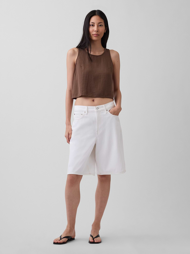 Image number 2 showing, Cotton Gauze Racer Shell Tank Top
