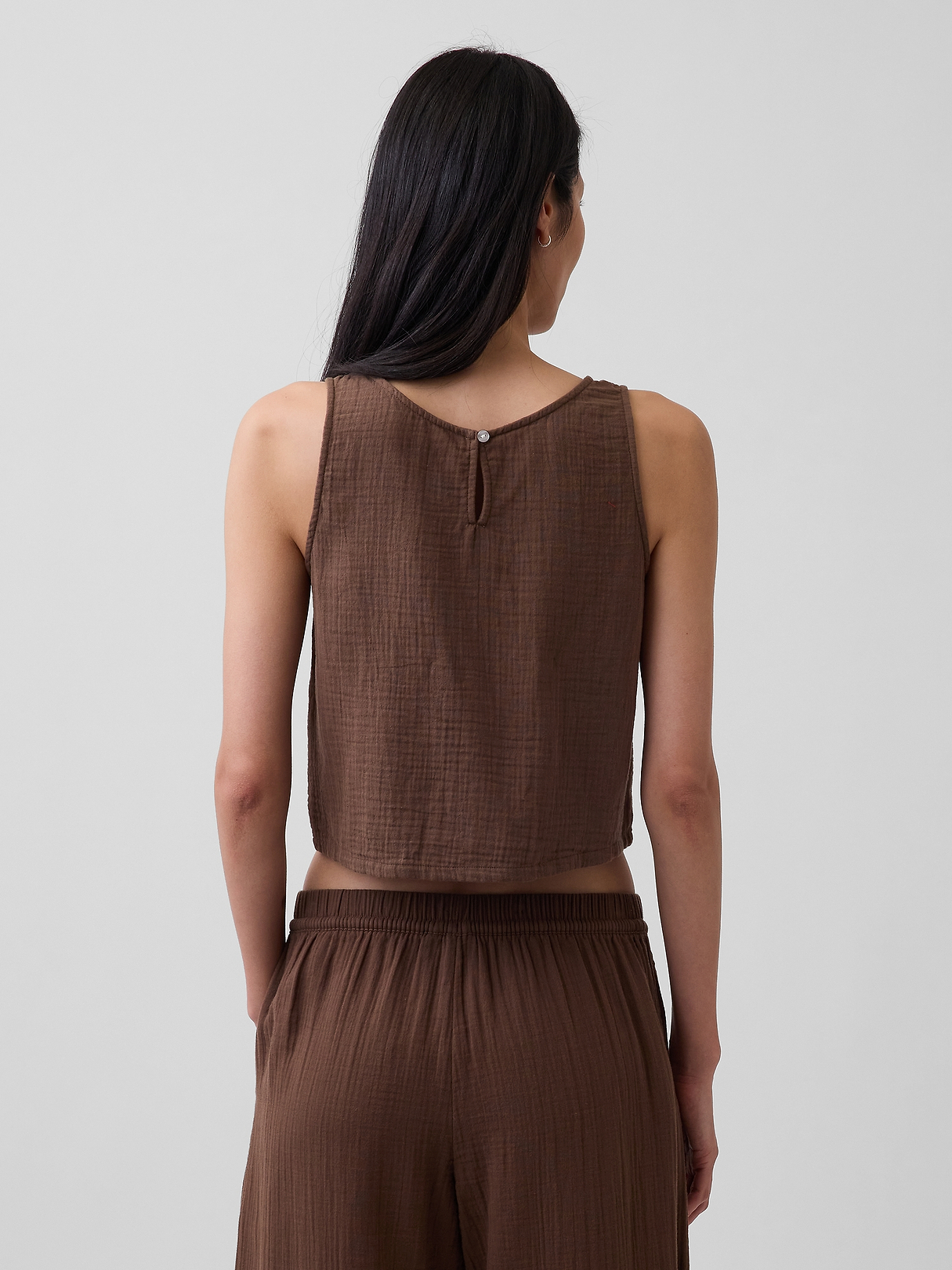 Cotton Gauze Racer Shell Tank Top | Gap