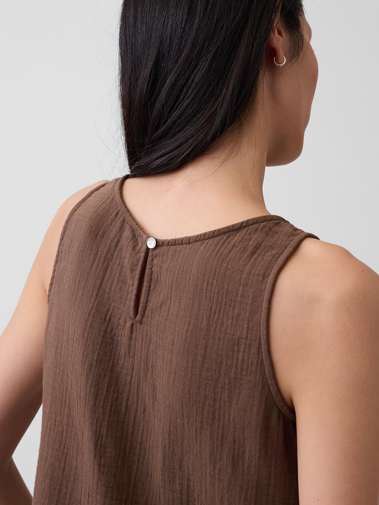 Image number 4 showing, Cotton Gauze Racer Shell Tank Top