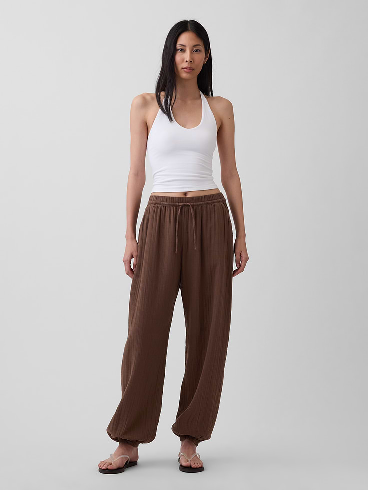 L'image numéro 6 présente Pantalon de jogging en gaze de coton