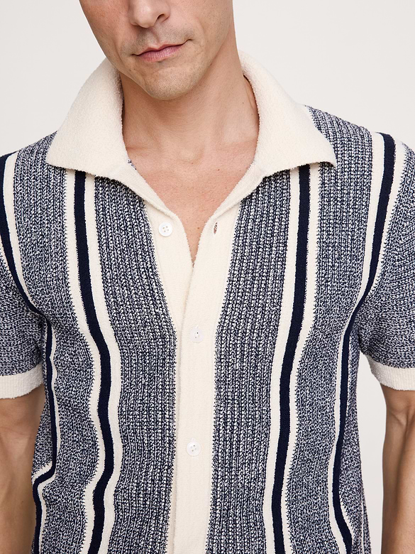 Textured Stripe Sweater Polo