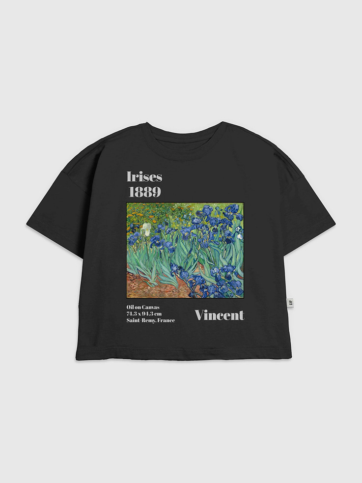 Image 1 of 3, Soft cotton T-shirt., Crewneck., Short sleeves., Van Gogh Irises graphic at front., Fifth Sun is an internationally recognized manufacturer of exclusive licensed graphic apparel and innovative fashions for premium brands like Star Wars, Disney, Marvel, and Nintendo.