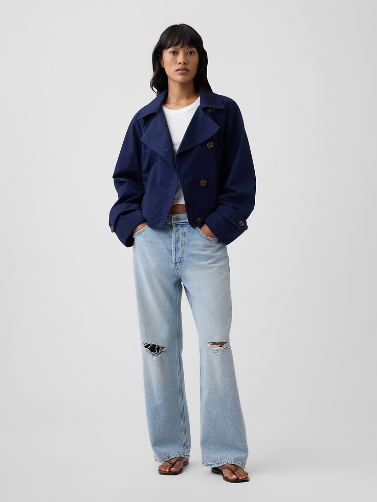 Image 3 of 5, Relaxed Cropped Trench Coat