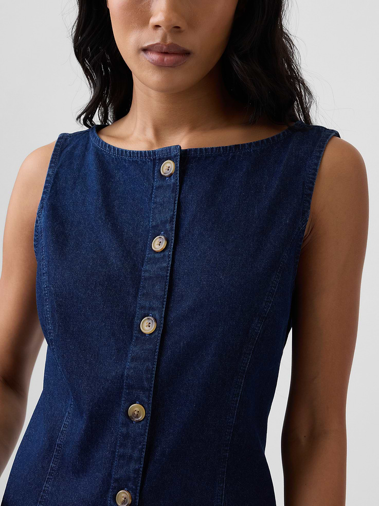 Image number 3 showing, Boatneck Button-Front Mini Dress