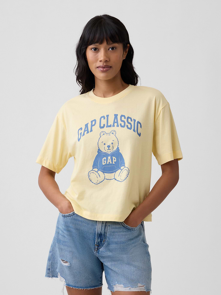 Image 1 of 5, Soft jersey knit., Dropped shoulder, short sleeves., Crewneck., Graphic at front., This product was made in a factory that invests in gender equity and women’s empowerment through RISE. Learn more at, Product #1176393