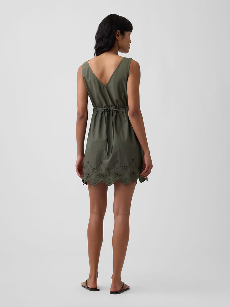 Image number 2 showing, Eyelet V-Neck Mini Dress