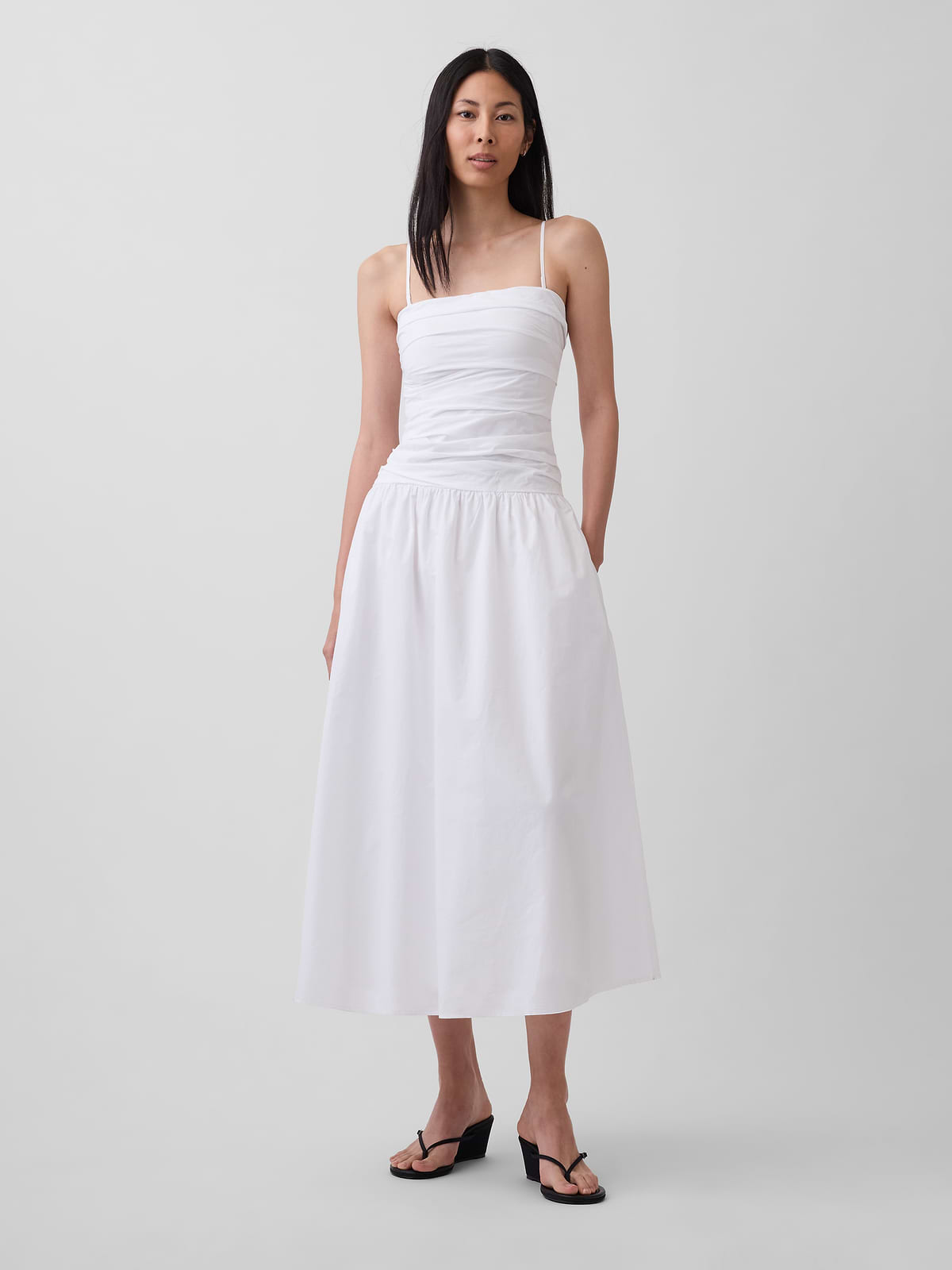 Poplin Drop-Waist Maxi Dress