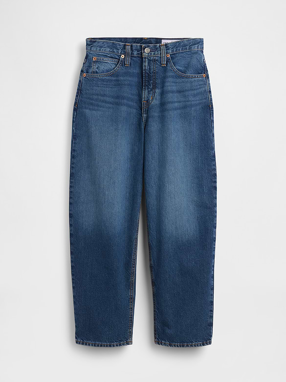 High Rise Barrel Crop Jeans