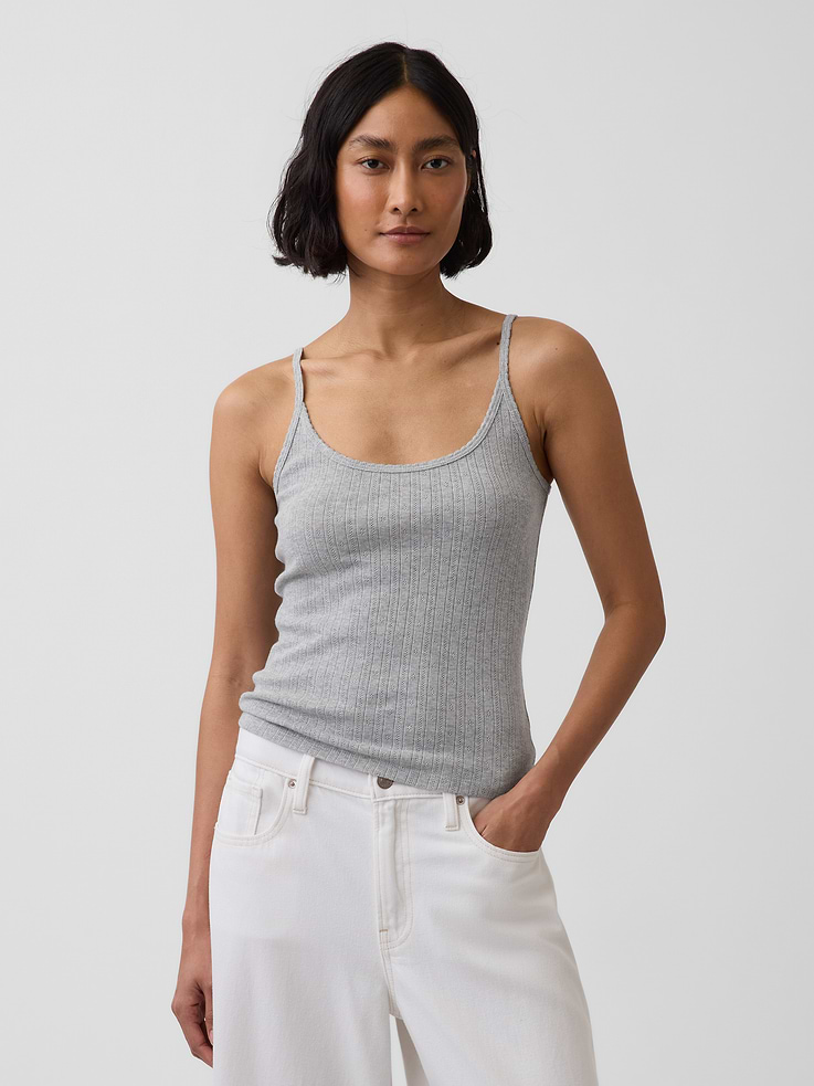 Image number 1 showing, Pointelle Crop Cami