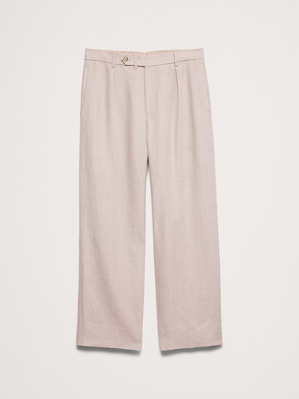 Pantalon habillé ample à plis en lin