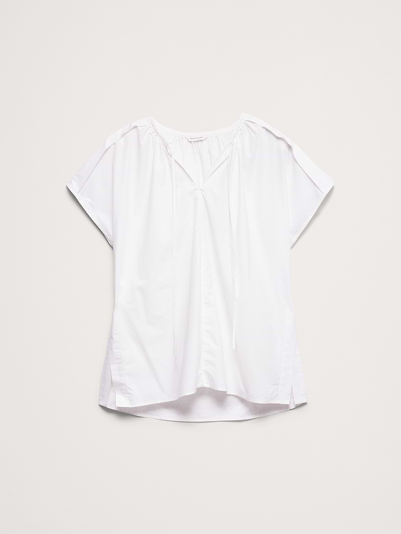 Cotton Poplin Split-Neck Tunic