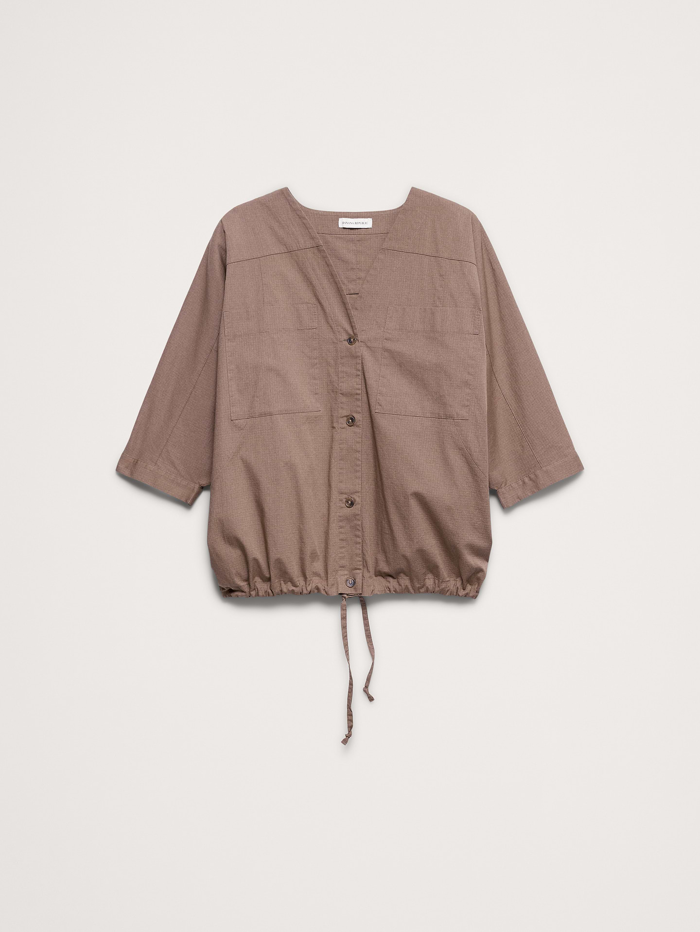Image number 5 showing, Stretch-Cotton Drawstring-Hem Top