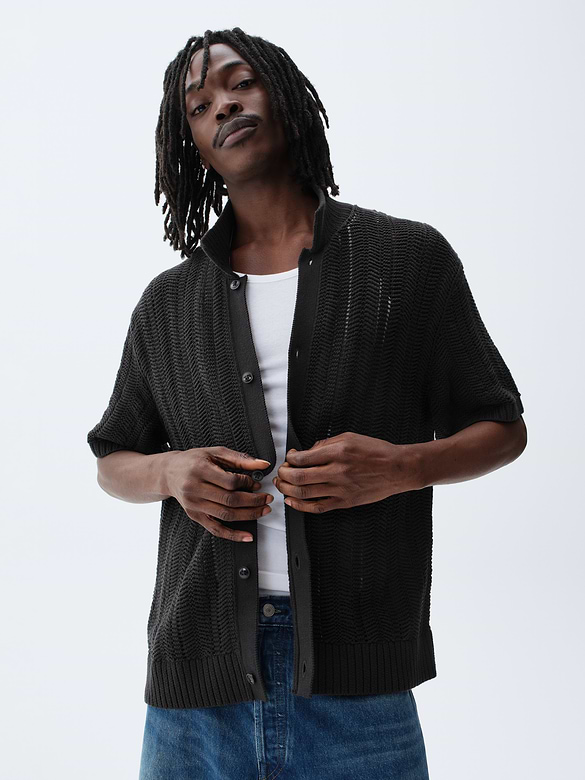 Herringbone Crochet Sweater Shirt