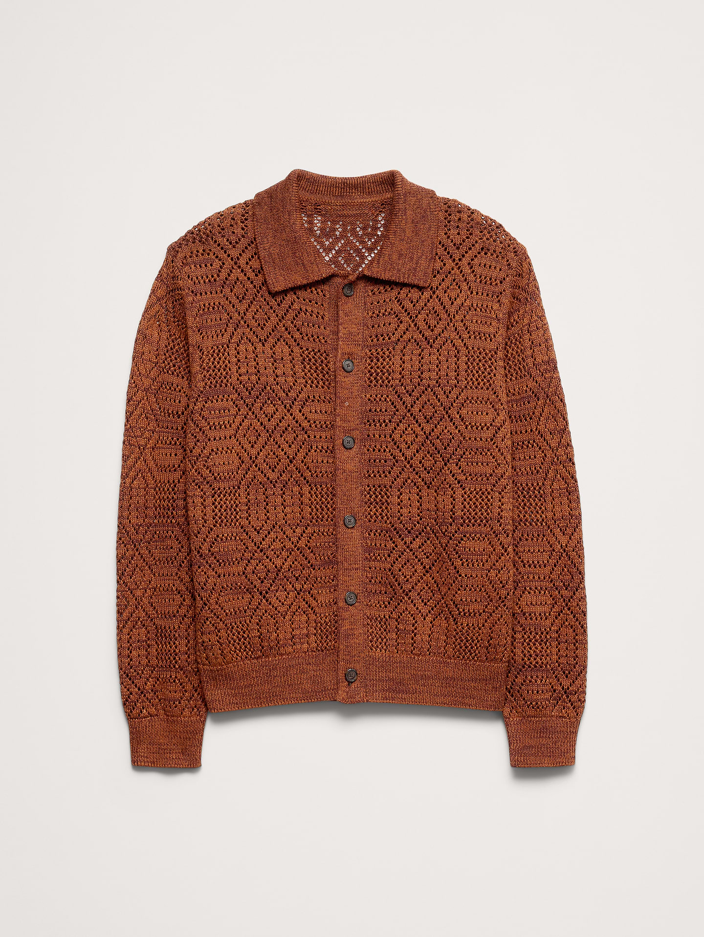 Image number 5 showing, Linen-Cotton Textured Polo Cardigan