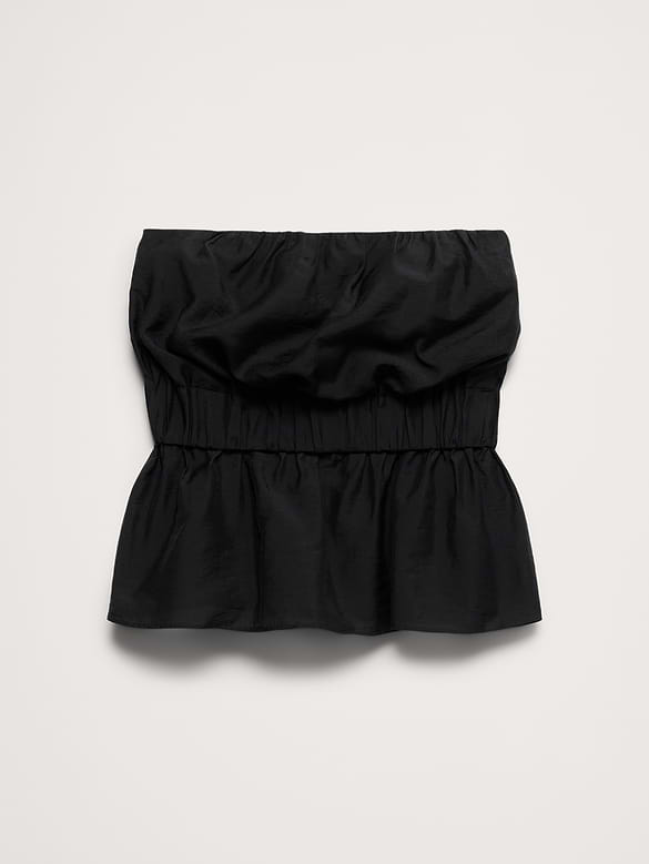 Strapless Cinch-Waist Peplum Top