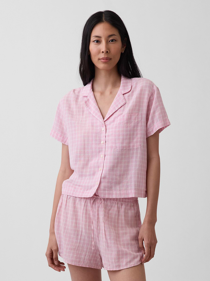 Image number 1 showing, Crinkle Gauze Oversized PJ Shirt