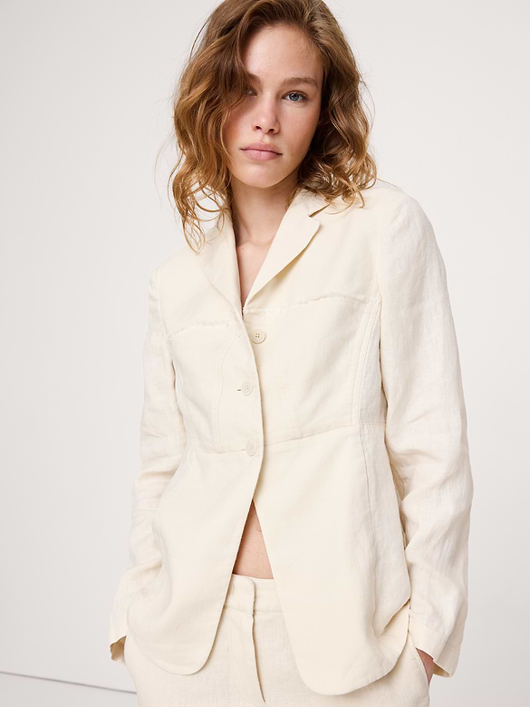 Fringe Linen Blazer