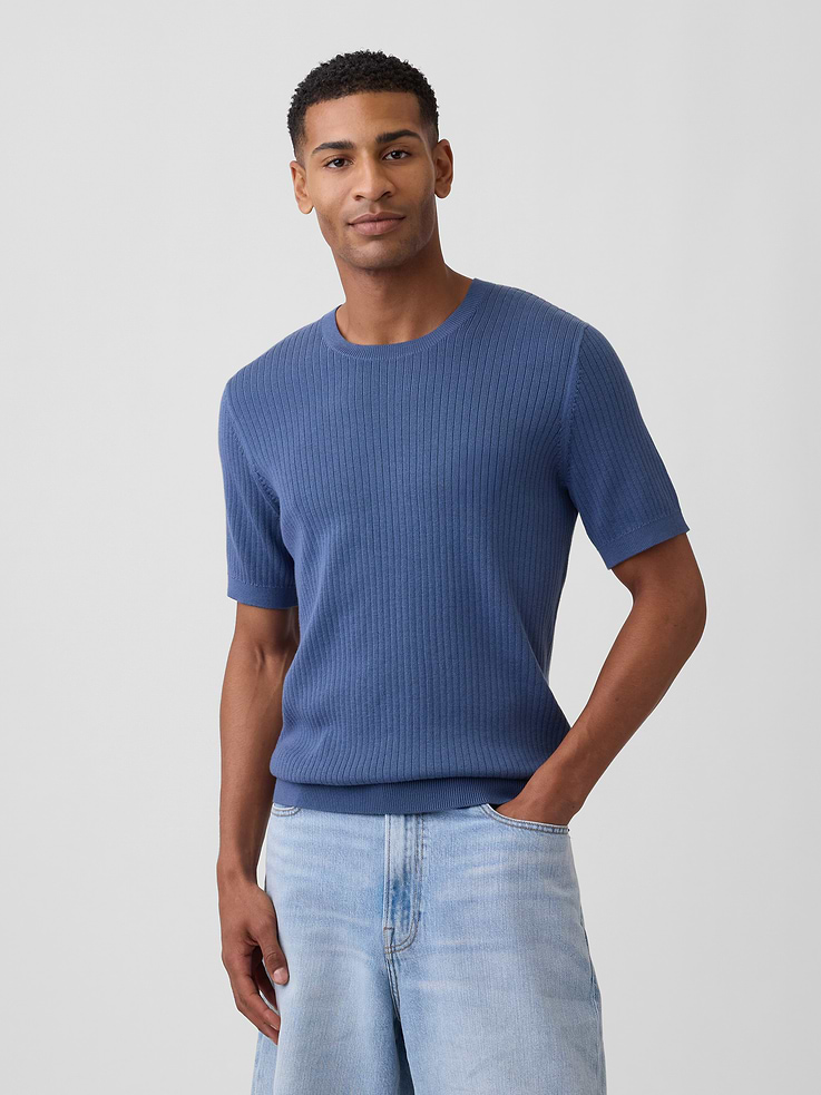 Image number 1 showing, Ribbed Crewneck Sweater T-Shirt