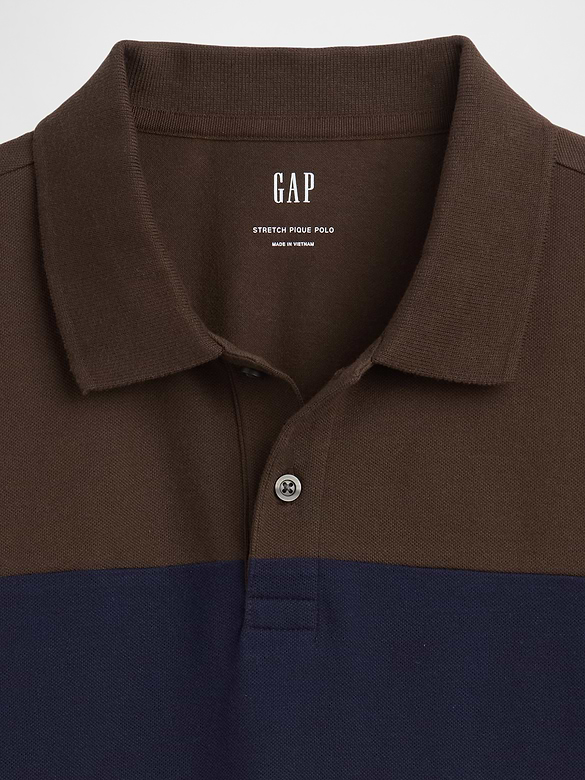 Colorblock Stretch Pique Polo Shirt